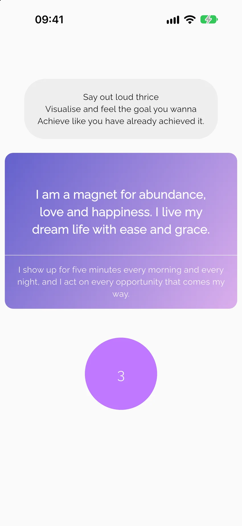 The daily manifestation practice in the Manifest app: goal, affirmations and vision board